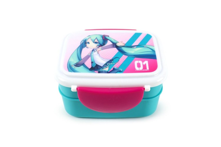 Hatsune Miku Clip Lock Stacked Bento Lunch Box with Cutlery